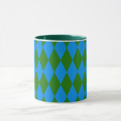 Blaue grüne Harlekin-Karo-Design Tasse (Zentrum)