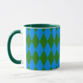 Blaue grüne Harlekin-Karo-Design Tasse (Links)