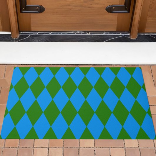 Blaue grüne Harlekin-Karodesign  Fußmatte