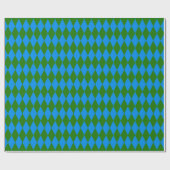 Blaue grüne Harlekin-Karodesign Geschenkpapier (Flach)