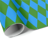 Blaue grüne Harlekin-Karodesign Geschenkpapier (Rolleneckpunkt)