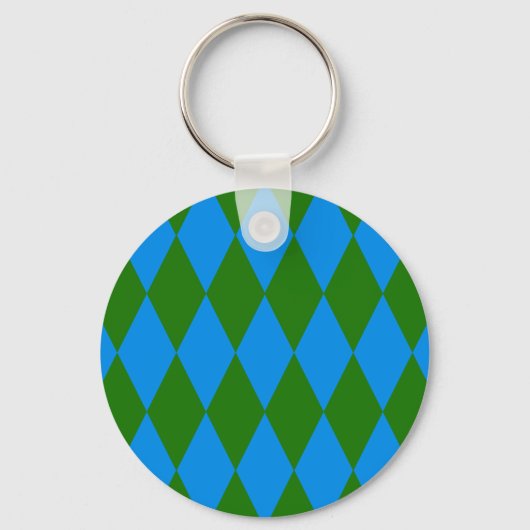 Blaue grüne Harlekin-Karodesign  Schlüsselanhänger (Vorderseite)