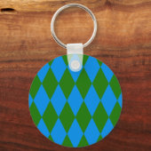 Blaue grüne Harlekin-Karodesign  Schlüsselanhänger (Rückseite)