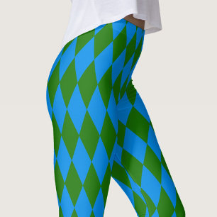 Blaue grüne Harlekin-Karuiert-Design Leggings