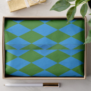 Blaue grüne Harlekin-Karuomuster-Design Seidenpapier