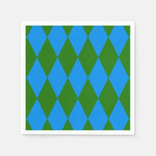 Blaue grüne Harlekin-Karuomuster-Design Serviette (Vorderseite)
