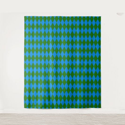 Blaue grüne Harlekin-Karuomuster  Wandteppich (Vorderseite)