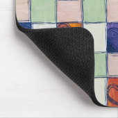 Blaue grüne Herzgingham Mouse-Pad Mousepad (Ecke)