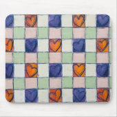 Blaue grüne Herzgingham Mouse-Pad Mousepad (Vorne)