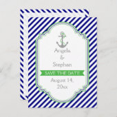Blaue, grüne Hochzeit im Wassersport Das Datum spe Ankündigungspostkarte (Vorne/Hinten)