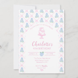 Blaue Grüne Hortensie Rosa Bogen Gitter Einladung