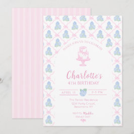 Blaue Grüne Hortensie Rosa Bogen Gitter Einladung