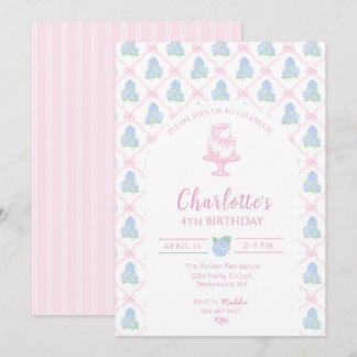 Blaue Grüne Hortensie Rosa Bogen Gitter Einladung