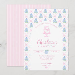 Blaue Grüne Hortensie Rosa Bogen Gitter Einladung