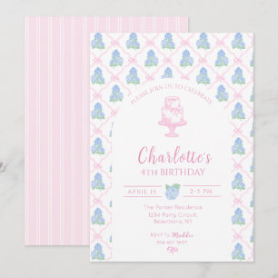 Blaue Grüne Hortensie Rosa Bogen Gitter Einladung