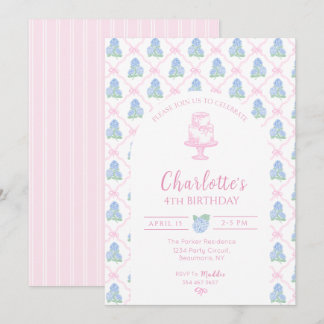 Blaue Grüne Hortensie Rosa Bogen Gitter Einladung