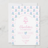 Blaue Grüne Hortensien Rosa Bogen Trellis Einladung (Vorderseite)