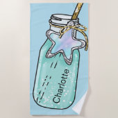 Blaue grüne Jakartflasche - Spaß Strandtuch (Vorderseite)