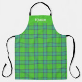 Blaue & grüne Karo-Tartan-Monogramm-Name Schürze (Vorderseite)