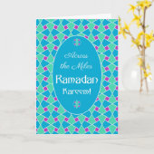 Blaue, grüne, Lila Ramadan-Karte, islamisches Must Karte (Gelbe Blume)