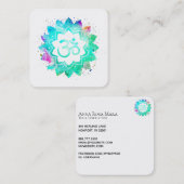 *~* Blaue grüne Lotus-Blume Mandala Om-Om Quadratische Visitenkarte (Vorne/Hinten)