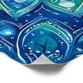 Blaue grüne Mandala-Blumen-Wasserfarben-Kunst Poster (Ecke)