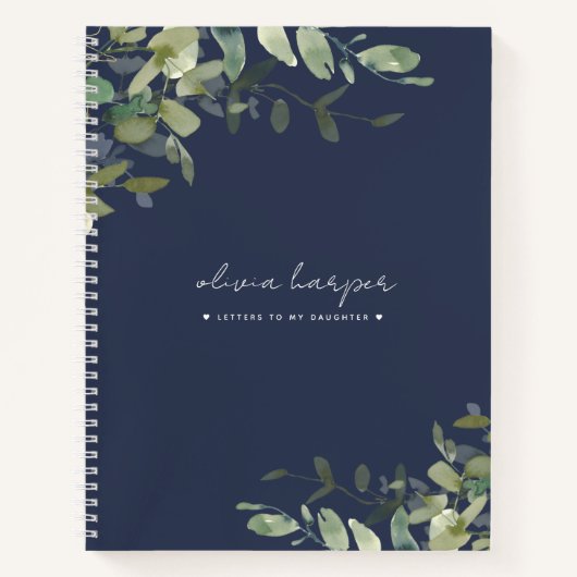 Blaue Grüne Navy schreibt an Daughter Keepake Notizblock (Vorderseite)
