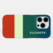 Blaue, grüne Orangenstreifen Muster Personalisiert Case-Mate iPhone Hülle (Rückseite (Horizontal))