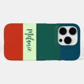 Blaue, grüne Orangenstreifen Muster Personalisiert Case-Mate iPhone Hülle (Rückseite (Horizontal))