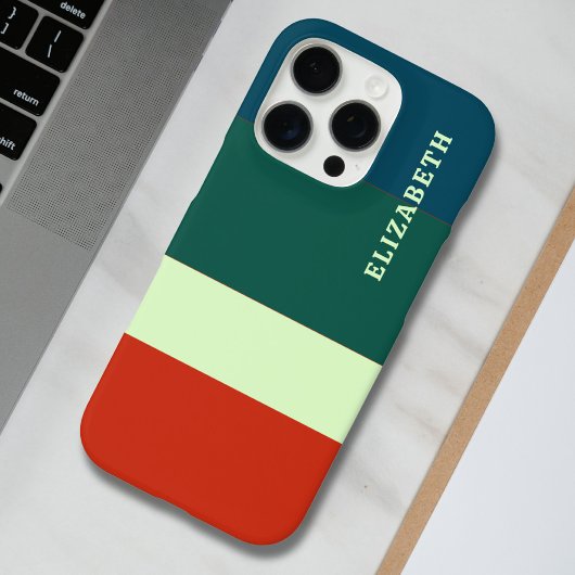 Blaue, grüne Orangenstreifen Muster Personalisiert Case-Mate iPhone Hülle