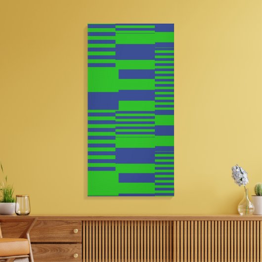 Blaue Grüne Patchwork-Streifen-Design Leinwanddruck (Insitu (Wohnzimmer))
