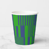 Blaue grüne Patchwork-Streifen-Design Pappbecher (Rückseite)