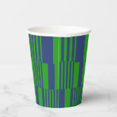 Blaue grüne Patchwork-Streifen-Design Pappbecher (Rechts)