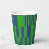 Blaue grüne Patchwork-Streifen-Design Pappbecher (Vorderseite)