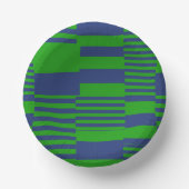 Blaue Grüne Patchwork-Streifen-Design  Pappteller (Vorderseite)