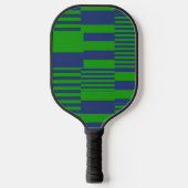 Blaue Grüne Patchwork-Streifen Design  Pickleball Schläger (Vorderseite)