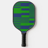 Blaue Grüne Patchwork-Streifen Design  Pickleball Schläger (Rückseite)
