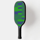 Blaue Grüne Patchwork-Streifen Design  Pickleball Schläger (Links)