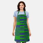 Blaue grüne Patchwork-Streifen-Design  Schürze (Getragen)
