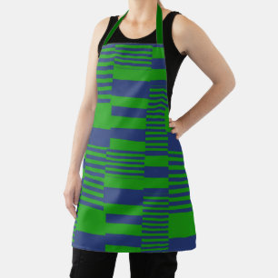 Blaue grüne Patchwork-Streifen-Design  Schürze