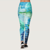 Blaue grüne Pfeile Aztec Geometric Aquarell Leggings (Rückseite)
