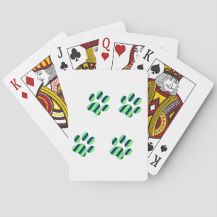 Blaue Grüne Pfotenabdrücke Spielkarten