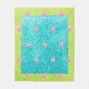 Blaue grüne Punkte Rosengarnelen Fleece Blanket, 