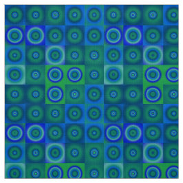 Blaue grüne Punkte und Quadrate Stoff