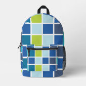 Blaue grüne Quadrate geprüft Bedruckter Rucksack (Vorderseite)