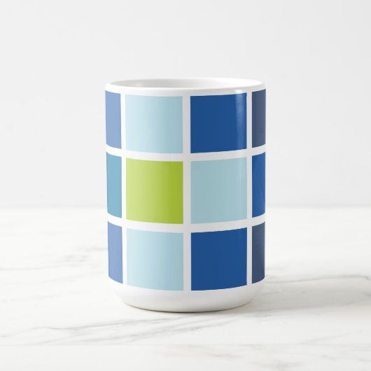Blaue grüne Quadrate geprüft Kaffeetasse (Mittel)