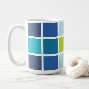 Blaue grüne Quadrate geprüft Kaffeetasse
