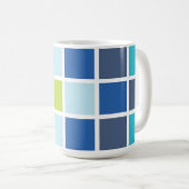 Blaue grüne Quadrate geprüft Kaffeetasse (VorderseiteRechts)
