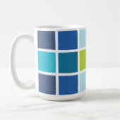 Blaue grüne Quadrate geprüft Kaffeetasse (Links)