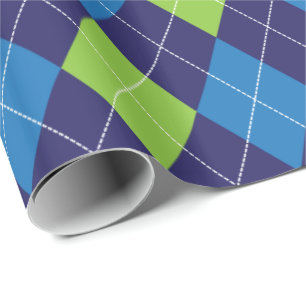 Blaue grüne Raute Geschenkpapier